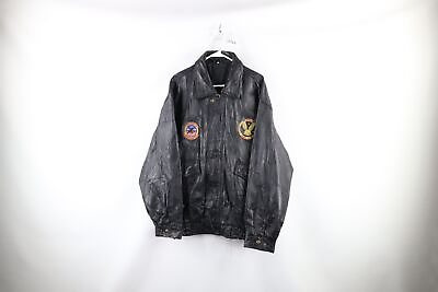 #ad Vintage 90s Mens Size XL Distressed Operation Desert Storm Leather Jacket Black $59.46