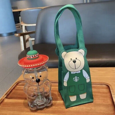 #ad New Starbucks Latin American Glass Bear Bottle With Bear Tumbler Green Carry Bag $35.00