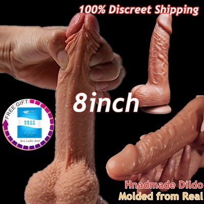 #ad 8 INCH Liquid Silicone Realistic Dildo Skin Feeling Huge Penis Suction Big Dick $8.99
