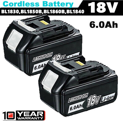 #ad 2 Pack For Makita 18V 6.0Ah LXT Lithium Ion Tool Battery BL1830 BL1850 BL1860 $28.89