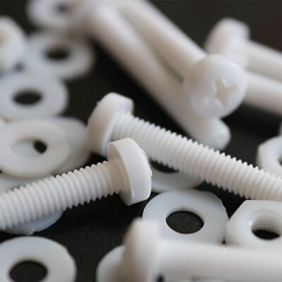 #ad 20 x White Pan Head Screws Polypropylene PP Plastic Nuts and Bolts Washers M3... $26.44