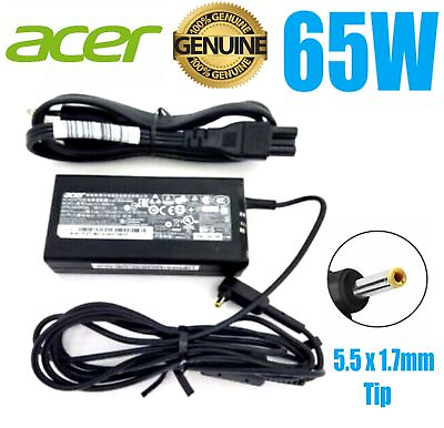 #ad Genuine Acer Aspire E5 ES1 E3 R3 65W 5.5x1.7mm AC Adapter Charger Power Supply $8.99
