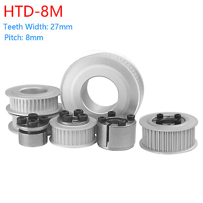#ad HTD 8M 18T 60T Timing Belt Pulley With Expansion Tension Sleeve Teeth Width 27mm $181.49