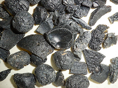 #ad Black Indochinite Tektite Stone 0.5 to 15 gram size Small Pieces 80 gram Lot $19.00