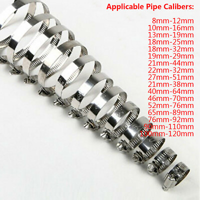 #ad Pipe Clamps Stainless Steel Pipe Clips Fittings Caliber Adjustable 8mm to 120mm $1.89