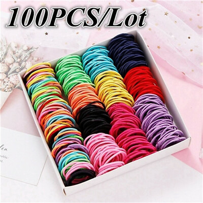 #ad 100Pcs Elastic Rope Hair Ties Head Band Hairbands Kids Girl Accessories C $4.02