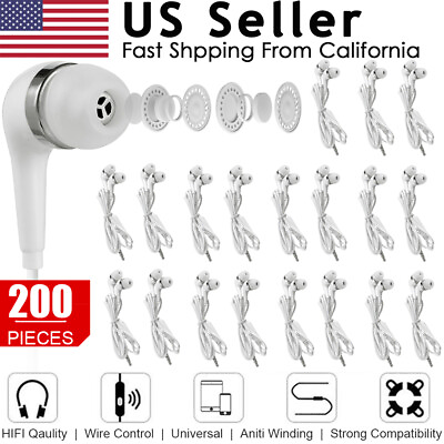 #ad Lot 3.5mm In Ear Earphone Headphones Earbud w Mic For iPhone Samsung Wholesale $5.81