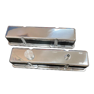 #ad Kevko Oil Pans amp; Components Vc203 2 Sbc Polished Cast Alm. Blank Valve Cover Set C $320.49