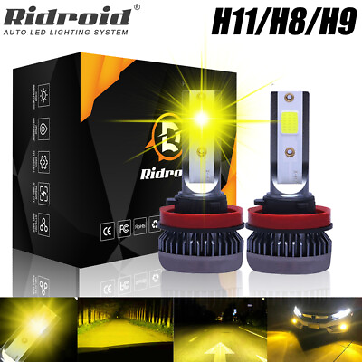 #ad Mini H11 H8 H9 3000K Golden Yellow LED Headlight Bulbs High Low Beam Fog Light $10.99