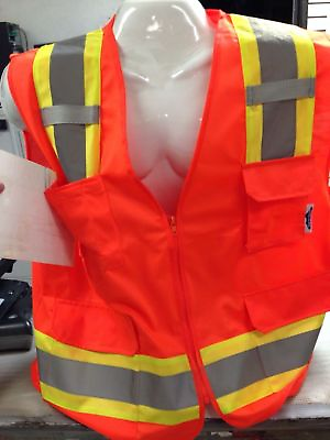 #ad High Visibility Orange Two Tones Safety Vest ANSI ISEA 107 2015 $9.99