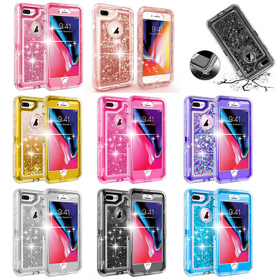 #ad For iPhone 7 8 Plus Liquid Glitter Quicksand Bling Case Belt Clip Fits Otterbox $11.99