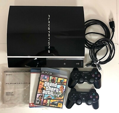 #ad Sony Playstation 3 PS3 Video Game System 80GB CECHL01 Controllers Manual Game $115.00