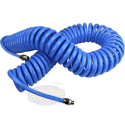 #ad Premium 3 8quot; x 50#x27; Air Compressor Coil Hose Coiled Polyurethane With Swivel Ends $49.95
