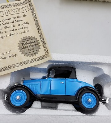 #ad Die Cast Toy Car 1928 Roadster Chevy Series AB Blue 1:32 Scale Rumble Seat $13.29