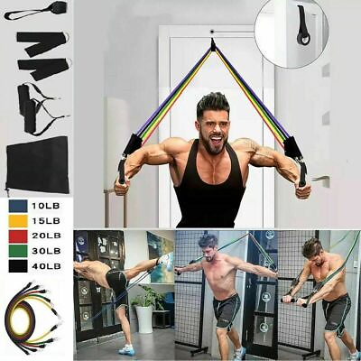 #ad 11Pcs Resistance Bands For Home Workout Exercise Yoga Crossfit Fitness Training $11.98