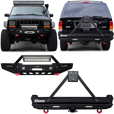#ad Vijay Fits 1984 2001 Jeep Cherokee XJ New Front or Rear Bumper with LED Lights $1059.99