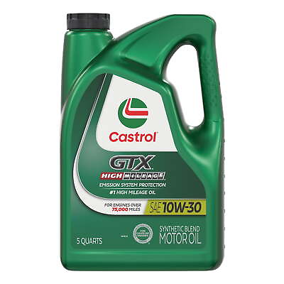 #ad Castrol GTX High Mileage 10W 30 Synthetic Blend Motor Oil 5 Quarts Motor Oil $22.11