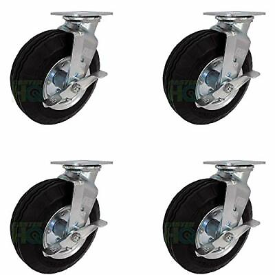 #ad 10quot; x 3quot; Swivel Plate Caster with Brakes Flat Free No Flat Pneumatic Wheel $344.99