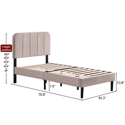#ad Multi Size Bed Frame Upholstered Bed Double Bed Single Bed Height Adjustable Fl $256.22