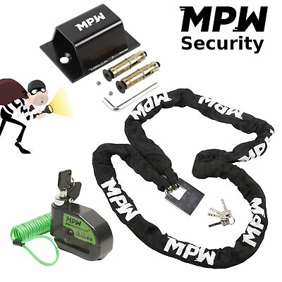 #ad MPW Motorbike Motorcycle Scooter Chain Lock amp; Ground Anchor amp; Disc Lock 2M GBP 38.62