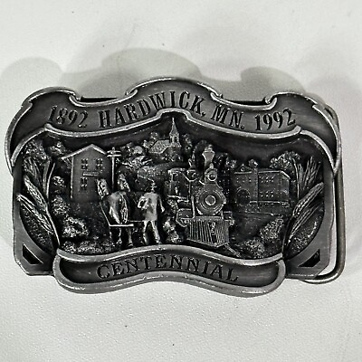 #ad Hardwick MN 1892 1992 Centennial Limited Edition #144 of 250 Vintage Belt Buckle $25.00