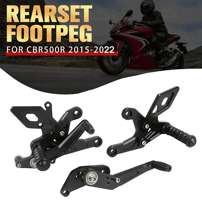 #ad CNC Adjustable Rearset Footrest Foot Control Fit For Honda CBR500R 2015 22 Black $100.00