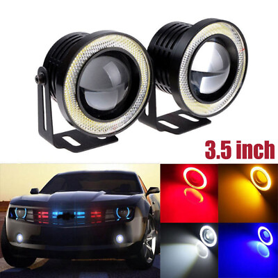 #ad 2x 3quot; Car Fog Light Lamp LED Projector COB Halo Angel Eye Ring DRL Driving Bulbs $17.99