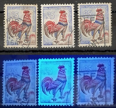 #ad FRANCE USED Luminescent Paper Gallic Cock Postage Stamps HIGH CV 1962. $75.00