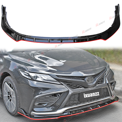 #ad For Toyota Camry 2021 2024 SE XSE Front Spoiler Lip Splitter Gloss Black Red $69.99