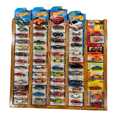 #ad oak hot wheels matchbox display rack frame holds 55 carded cars not included $29.95