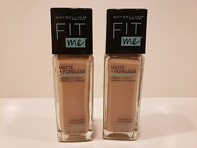 #ad Maybelline Lot of 2 Fit Me MattePoreless Liquid Foundation w Clay #105 Fair Iv $14.99