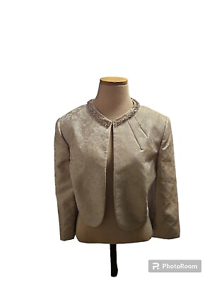#ad Tahari ASL size 12 Light Mauve Beaded Neckline 3 4 Sleeve Evening Jacket 219 RT $65.00