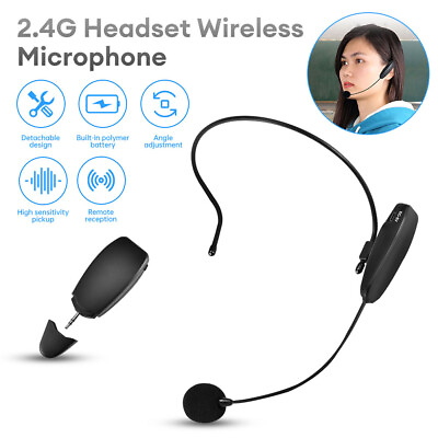 #ad 2.4G Wireless Microphone Headset Mic 50M Range For Speaker Voice Teaching Yoga $16.63