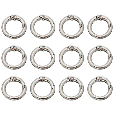 #ad 12Pcs 13mm Spring O Ring Round Snap Clip Circle Trigger Keyrings Buckle Silver $7.55