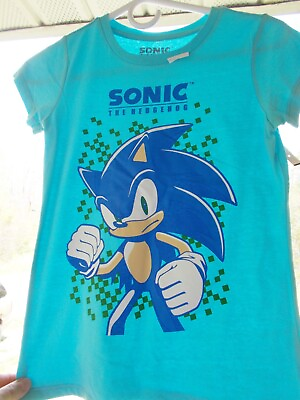 #ad WOMENS JR. LARGE 10 12 Shirt blouse top country NEW SONIC THE HEDGEHOG $4.98