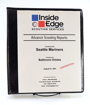 #ad Original Inside Edge 2001 Seattle Mariners Advanced Scouting Report By Orioles $99.99
