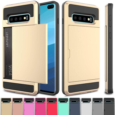 #ad For Samsung Phone Armor Case Slim Slide Shield Card Slot Wallet Cover Shockproof $4.99