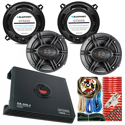 #ad 4x Blaupunkt GTX650 720W 6.5quot; Car Speakers Gravity GR300.4 1200W Amp Amp Kit $179.99