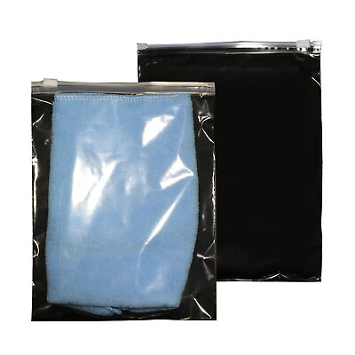 #ad 50 pcs Flat Plastic Clear Front Black Slide Zipper Travel Storage Bag 5.9x7.9quot; $12.99
