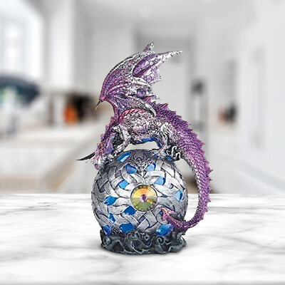 #ad 8quot;H Purple Dragon LED Orb Fantasy Night Light Decoration Figurine Room Decor $42.12