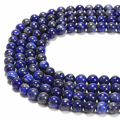 #ad Natural Lapis Lazuli Smooth Round Beads 3.5 4mm 6mm 8mm 10mm 15.5#x27;#x27; Strand $18.49