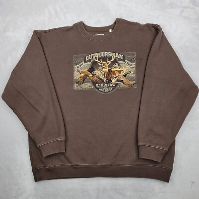 #ad Croft Barrow Sweatshirt Mens Large Brown Sweater Hunting Fishing Deer Duck Adult $28.97
