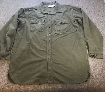 #ad LL Bean Shirt Mens Forest Green XL TALL Heavy Chamois Shirt Flannel Button Down $24.88