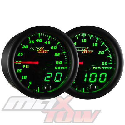 #ad Black MaxTow Digital Analog 60PSI Diesel Boost 2200° F EGT Pyrometer Gauge Set $244.99