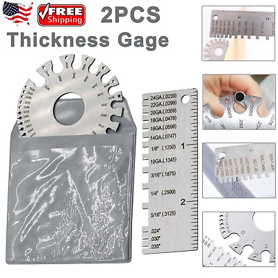 #ad 2PCS Sheet Metal Gauge Thickness Gage Wire Gauge Round Measuring Tool Stainless $10.86
