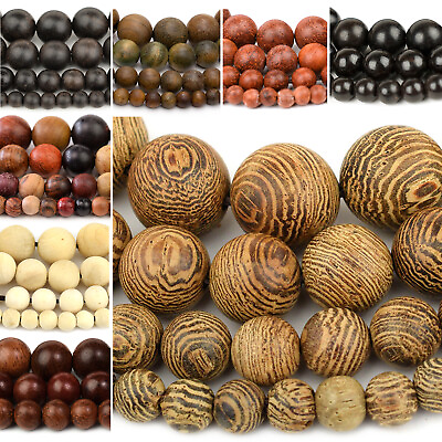#ad Natural Wood Beads Round 15” Strand Jewelry Making Wenge 4mm 6mm 8mm 10mm 12mm $6.13