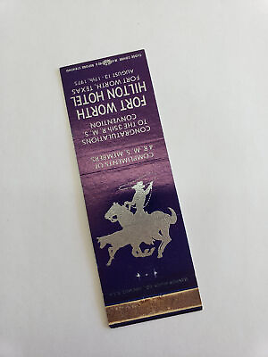 #ad Vintage Matchbook Cover Fort Worth Hilton Hotel Texas TX 1960s Purple $3.99