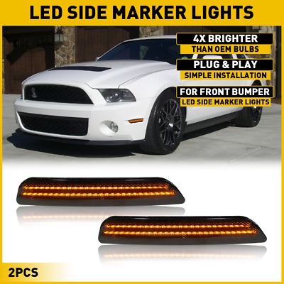 #ad Front Bumper Side Marker Light Smoke Lens Amber LED For Ford Mustang 2010 14 EOA $19.99