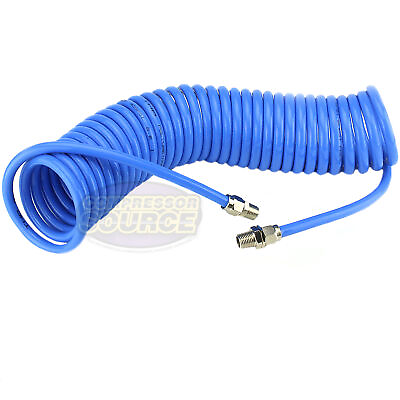 #ad Premium 1 4quot; x 25#x27; Air Compressor Coil Hose Spiral Polyurethane With Swivel Ends $21.95