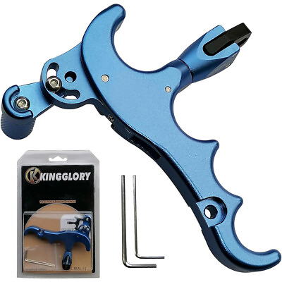 #ad 360° Archery Release Aids 4 Finger Trigger Grip Caliper Thumb Handle CompoundBow $27.54